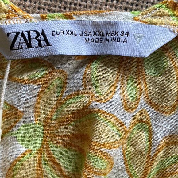 Zara top strappy flutter top yellow print - Picture 8 of 8